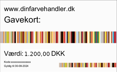Gavekort til www.dinfarvehandler.dk på 1200,-